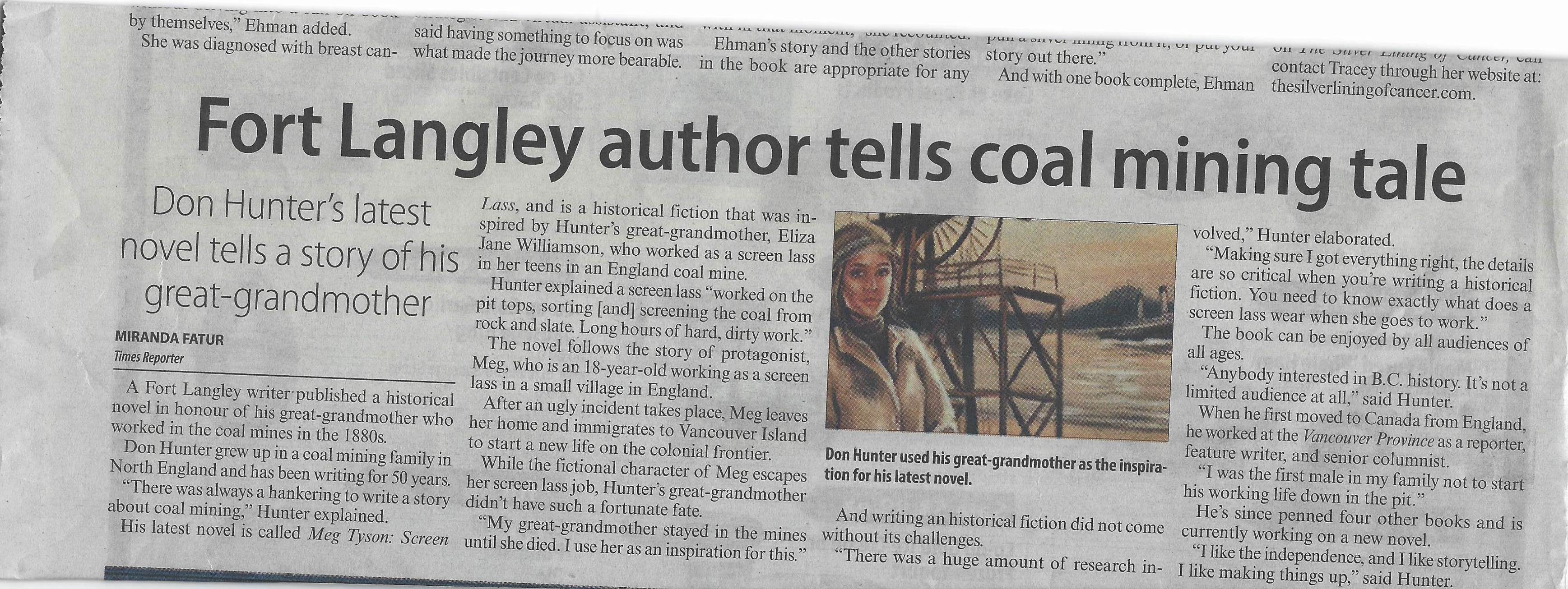 ‘Meg Tyson - Screen Lass’ by Don Hunter Featured in a Local Newspaper