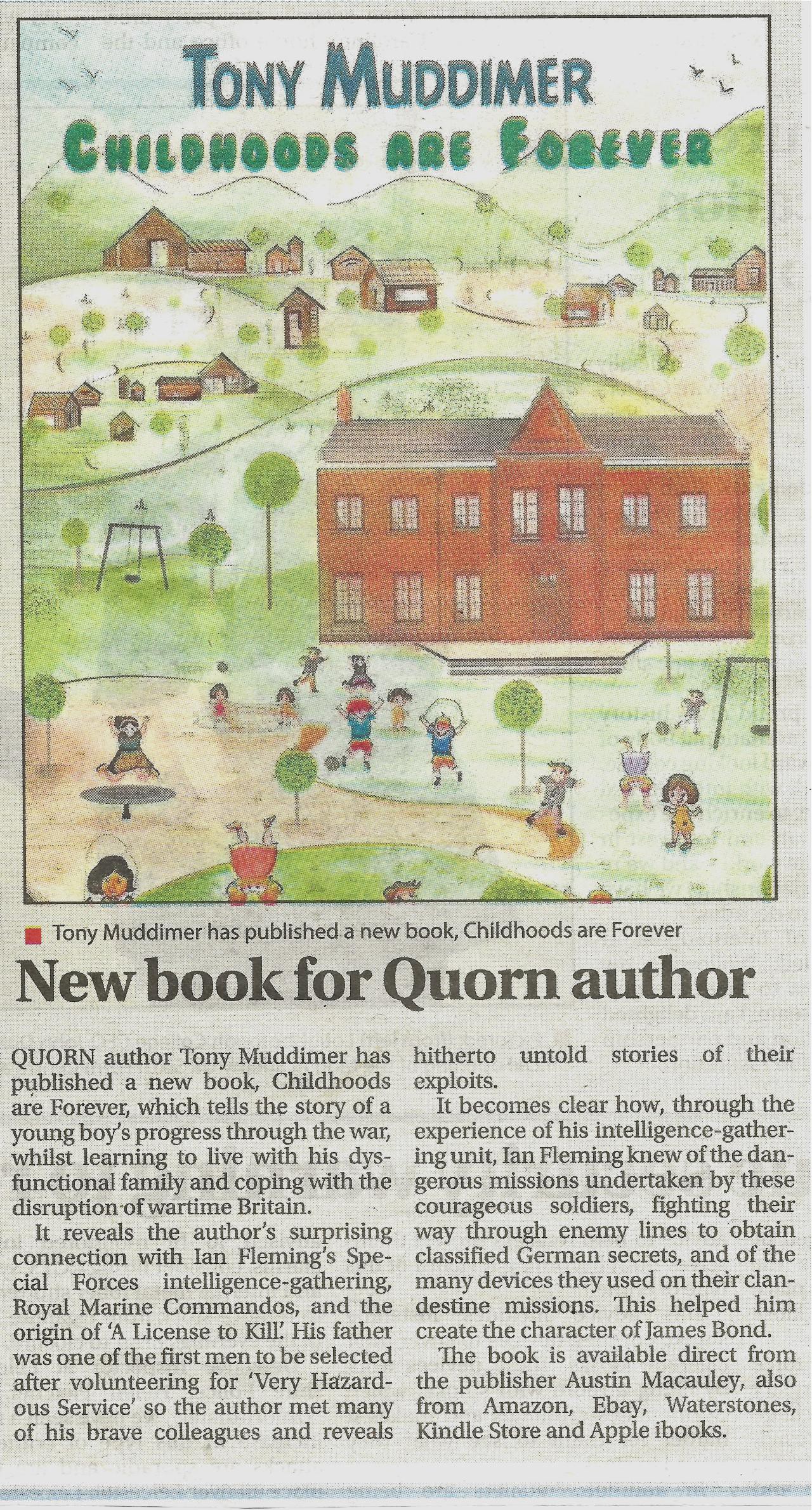 ‘Childhoods Are Forever’ by Tony Muddimer Featured in a Newspaper